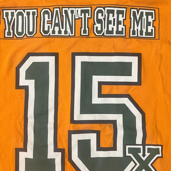 Mens Medium John Cena "YOU CAN'T SEE ME" Orange WWE TShirt - Picture 5 of 5